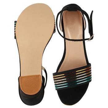 Do Bhai Black Solid Heels for Women 5