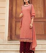 Peach Georgette palazzo Salwar Kameez