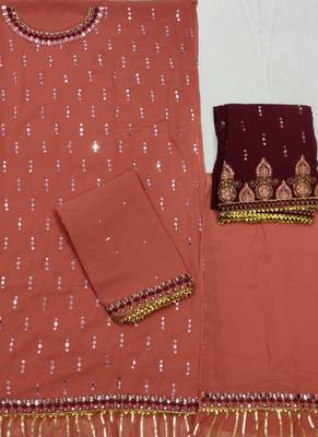 Peach Georgette palazzo Salwar Kameez 2