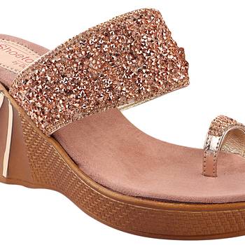 Do Bhai Pink Embellished Wedges for Women 2