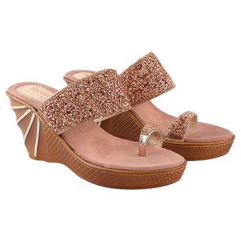 Do Bhai Pink Embellished Wedges for Women 4