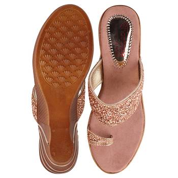 Do Bhai Pink Embellished Wedges for Women 5
