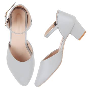Do Bhai Grey Block Heels for Women 3