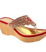 Do Bhai Red Embellished Wedges for Women