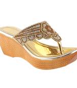 Do Bhai Gold Embellished Wedges for Women