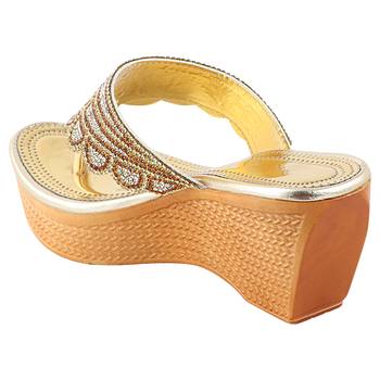 Do Bhai Gold Embellished Wedges for Women 2