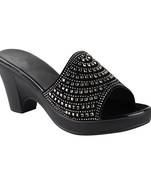 Do Bhai Black&Grey Embellished Heels for Women