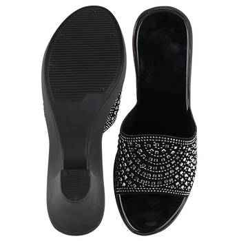 Do Bhai Black&Grey Embellished Heels for Women 3