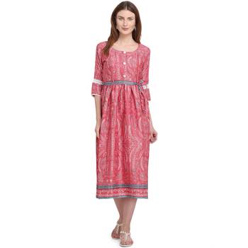 Women Printed Rayon Flared Kurta 1