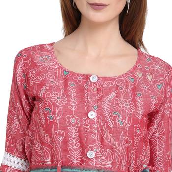 Women Printed Rayon Flared Kurta 4