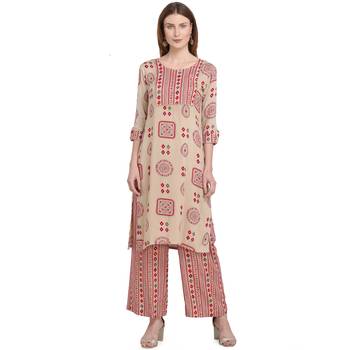 Women Rayon Printd Kurta And Palazzo Set  1