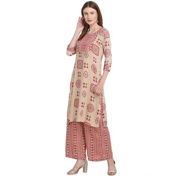 Women Rayon Printd Kurta And Palazzo Set  2