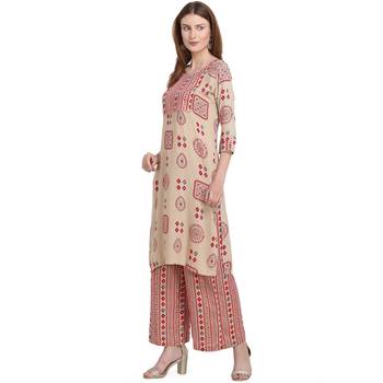 Women Rayon Printd Kurta And Palazzo Set  3