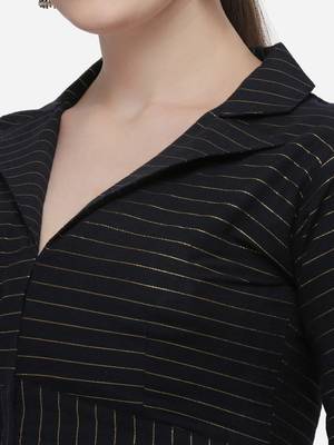 Women's Printed Black Phantom Silk Blouse With Collared Neck 4