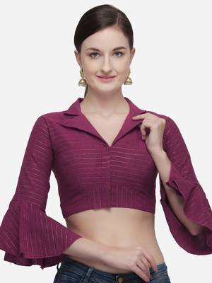 Women'S Printed Light Pink Phantom Silk Blouse With Collared Neck 1