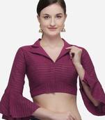 Women'S Printed Light Pink Phantom Silk Blouse With Collared Neck