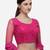 Women's Embroidered Pink Net Blouse With Round Neck