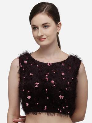 Women's Sequences Burgundy Silk Blouse With Boat Neck 1