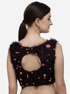 Women's Sequences Burgundy Silk Blouse With Boat Neck 2