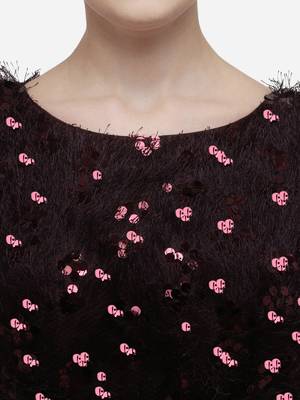 Women's Sequences Burgundy Silk Blouse With Boat Neck 4