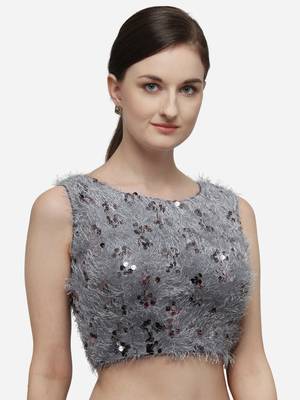 Women's Sequences Grey Silk Blouse With Boat Neck 3