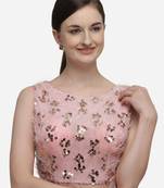 Women's Sequences Light_Pink Silk Blouse With Boat Neck