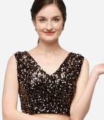 Women's Sequences Brown Velvet Blouse With V Neck
