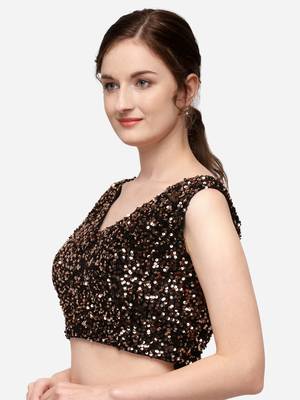 Women's Sequences Brown Velvet Blouse With V Neck 3