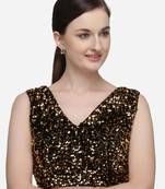 Women's Sequences Gold Velvet Blouse With V Neck