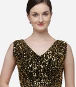 Women's Sequences Orange Velvet Blouse With V Neck