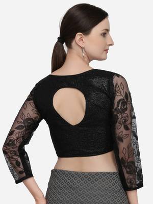 Women's Sequences Black Phantom Silk Blouse With V Neck 2