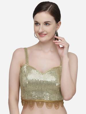 Women's Sequences Beige Silk Blouse With V Neck 1