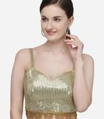 Women's Sequences Beige Silk Blouse With V Neck