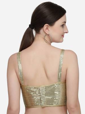 Women's Sequences Beige Silk Blouse With V Neck 2