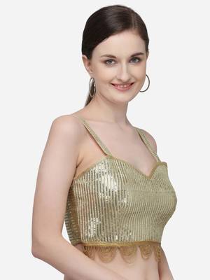 Women's Sequences Beige Silk Blouse With V Neck 3