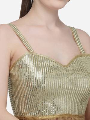 Women's Sequences Beige Silk Blouse With V Neck 4