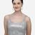 Women's Sequences Silver Silk Blouse With V Neck