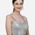 Women's Sequences Silver Silk Blouse With V Neck