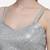 Women's Sequences Silver Silk Blouse With V Neck