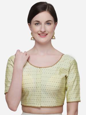 Women's Jacquard Off White Phantom Silk Blouse With Round Neck 1