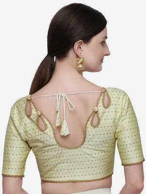 Women's Jacquard Off White Phantom Silk Blouse With Round Neck 2