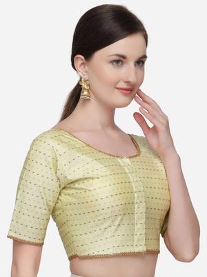 Women's Jacquard Off White Phantom Silk Blouse With Round Neck 3