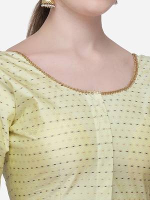 Women's Jacquard Off White Phantom Silk Blouse With Round Neck 4