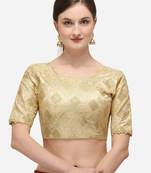 Women's Jacquard Beige Blouse With Round Neck