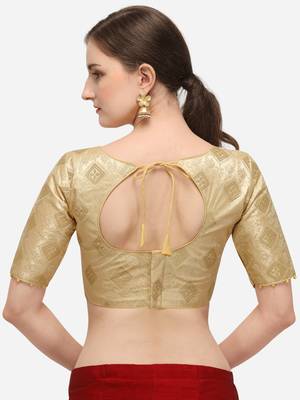Women's Jacquard Beige Blouse With Round Neck 2
