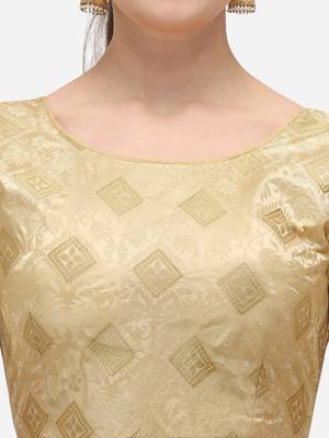 Women's Jacquard Beige Blouse With Round Neck 4