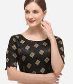 Women's Jacquard Black Blouse With Round Neck