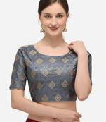 Women's Jacquard Grey Blouse With Round Neck