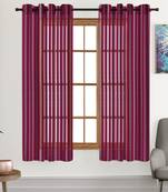 A Maroon Printed Polyester Net Sheer Window Curtain