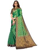 Rama Banarasi Jacquard Dola softy Silk Woven Saree with Blouse